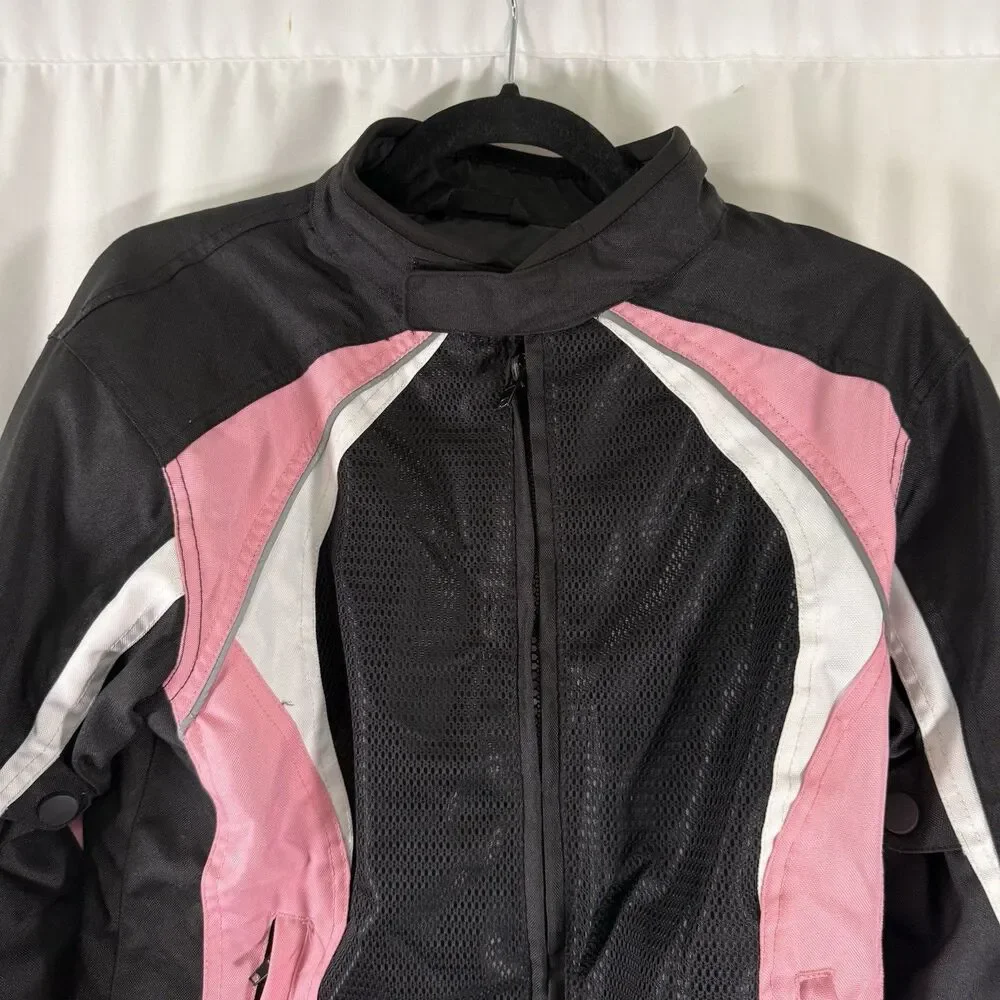 BILT Motorcycle Jacket Women's Medium Black Pink Full Zip Padded Pockets